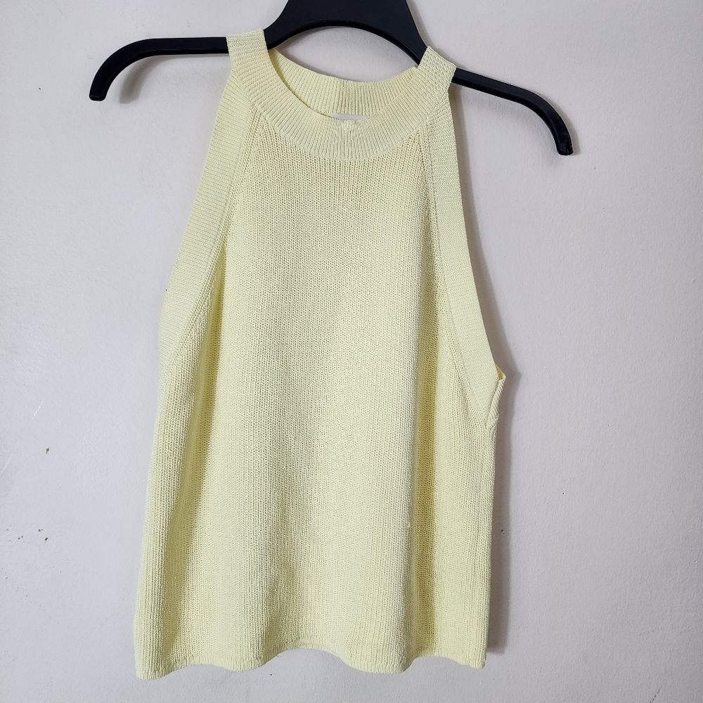 Aritzia Wilfred Orris Knit Halter Tank Top Blouse Light Yellow Small Women's